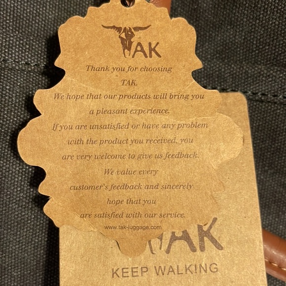 TAK Large Weekend BAG in charcoal/black Canvas with brown  leatherette details. - Picture 10 of 13